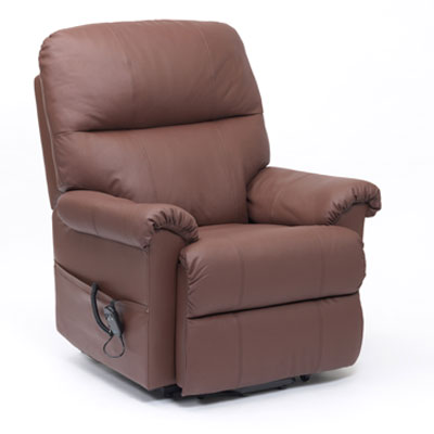 Borg Single Motor Leather Riser Recliner Chair - Brown